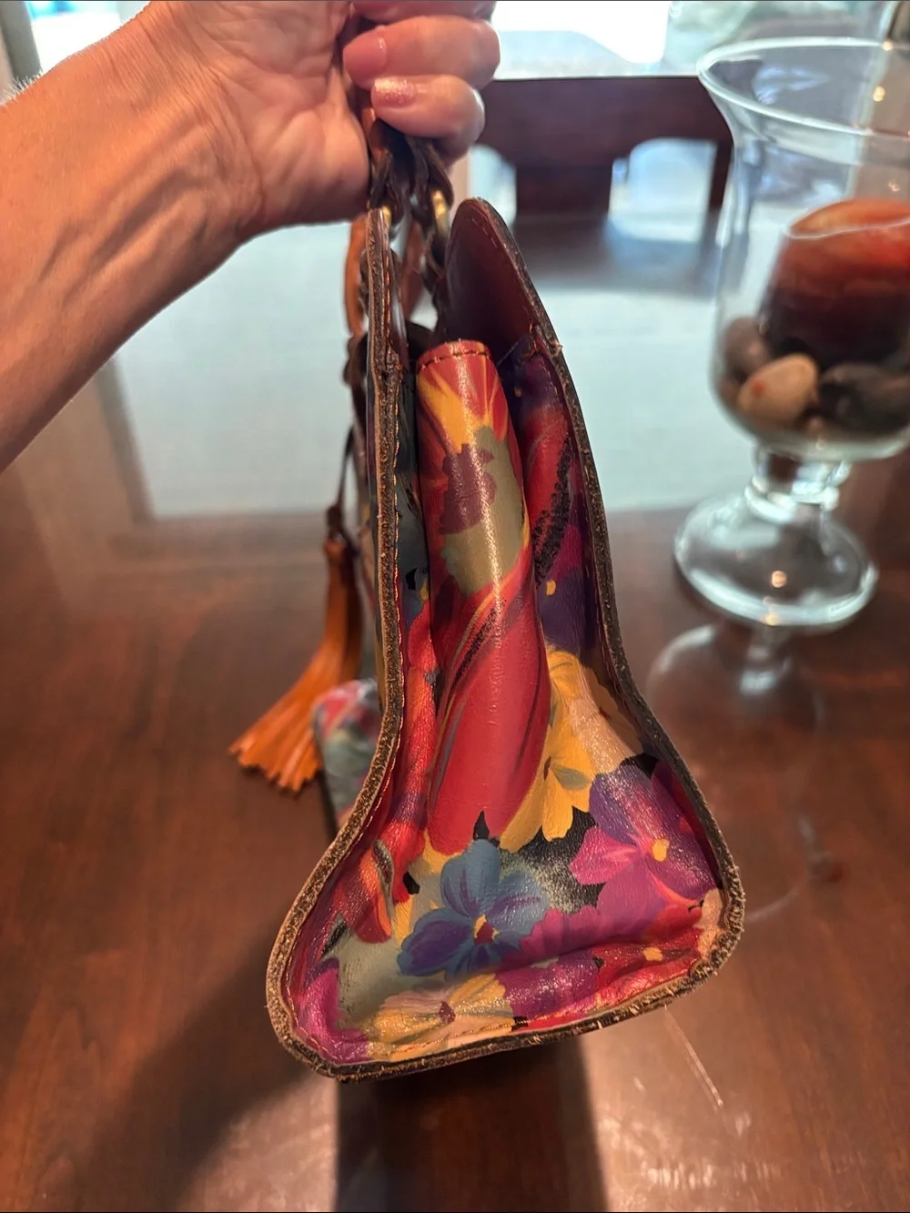 Patricia Nash Multi-Color Floral Leather-Trim Shoulder Bag